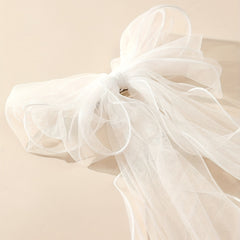Romantic Sheer Bowknot Bridal Veil with Ribbon Edge & Comb