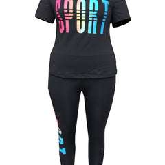  Women's Letter Print Hoodie & Pants Set