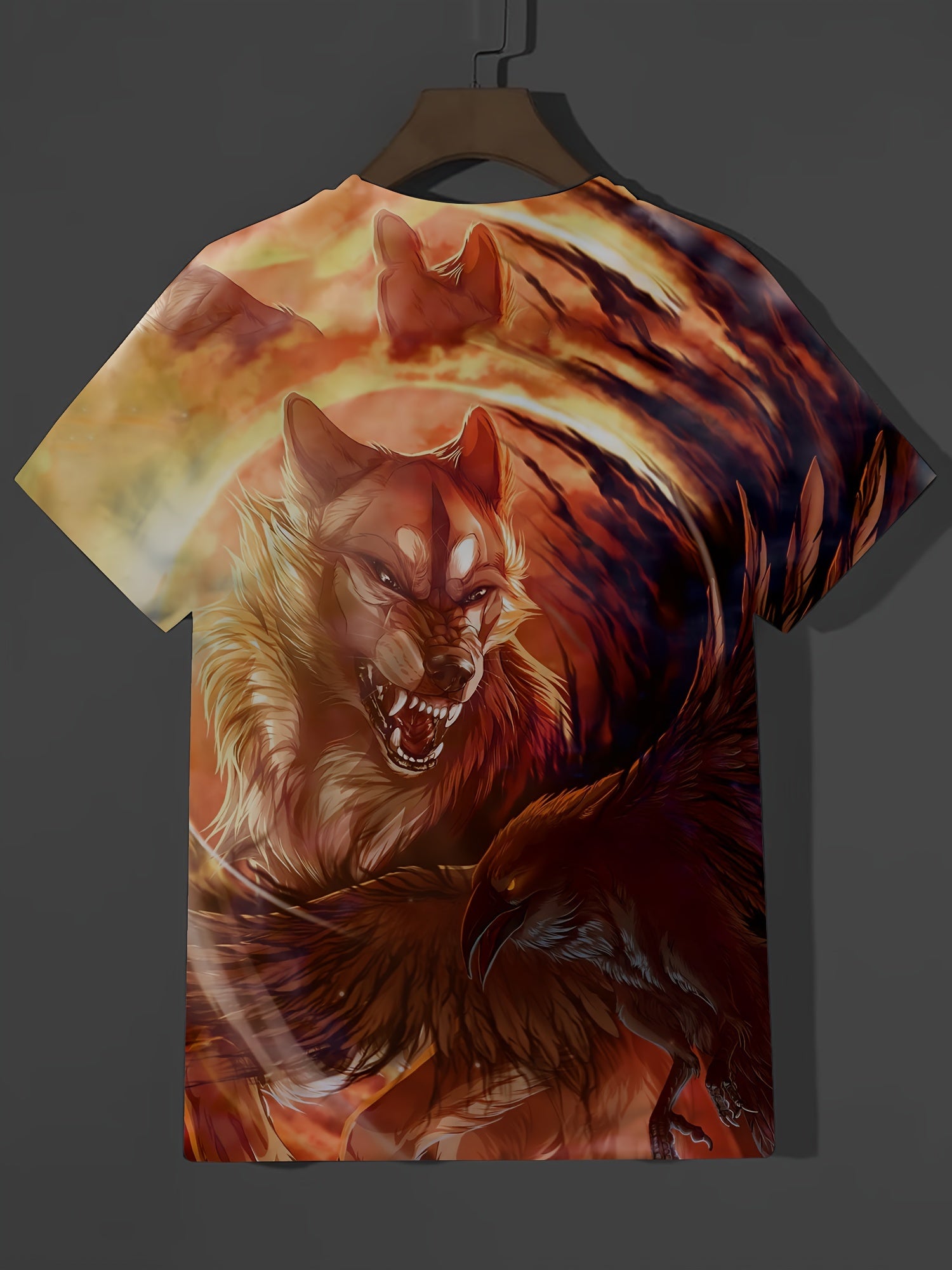 Wolf 3D Pattern Men's Graphic Tee Short Sleeve Comfy T-shirt