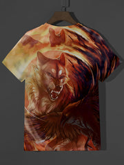 Wolf 3D Pattern Men's Graphic Tee Short Sleeve Comfy T-shirt