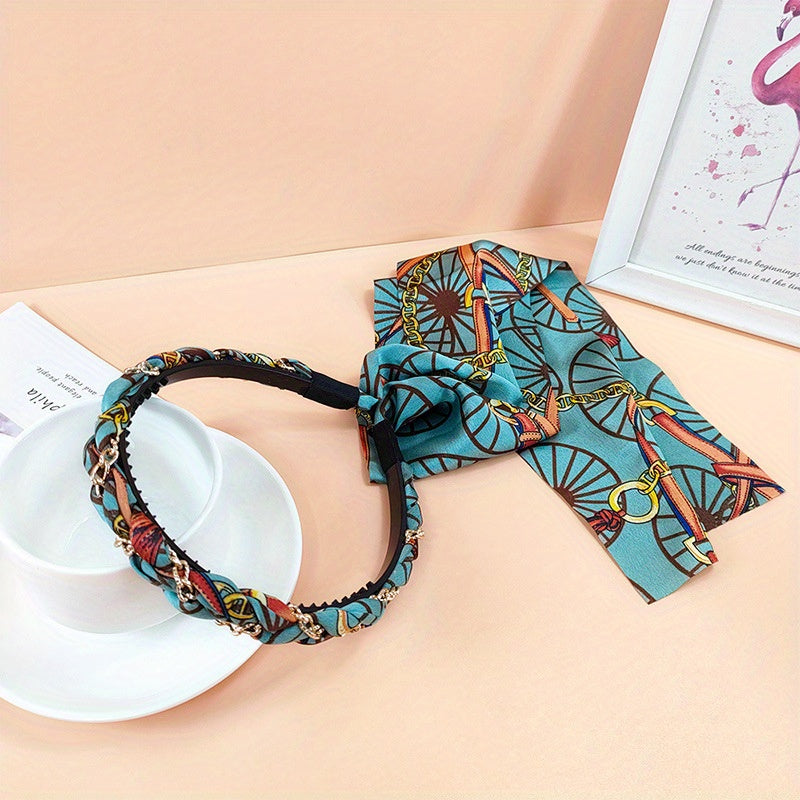 Satin Fabric Headband Retro Ribbon Hair Band Non Slip Hair Hoop Access