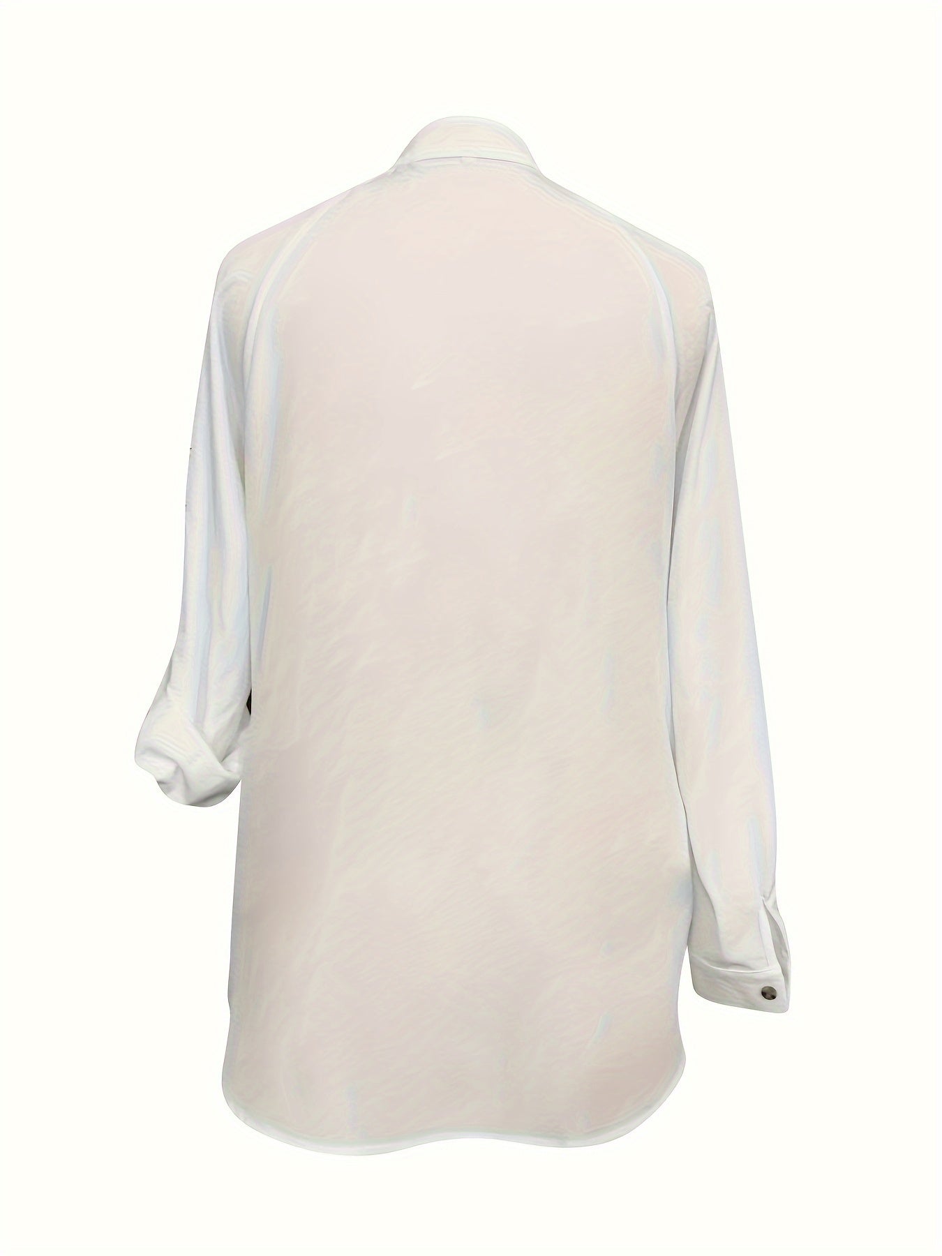  Solid Button Up Long Sleeve Tunic Shirt Top
