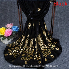 Peacock Chiffon Scarf Solid Shawl Hijab Windproof Head Wrap Sunscreen Travel