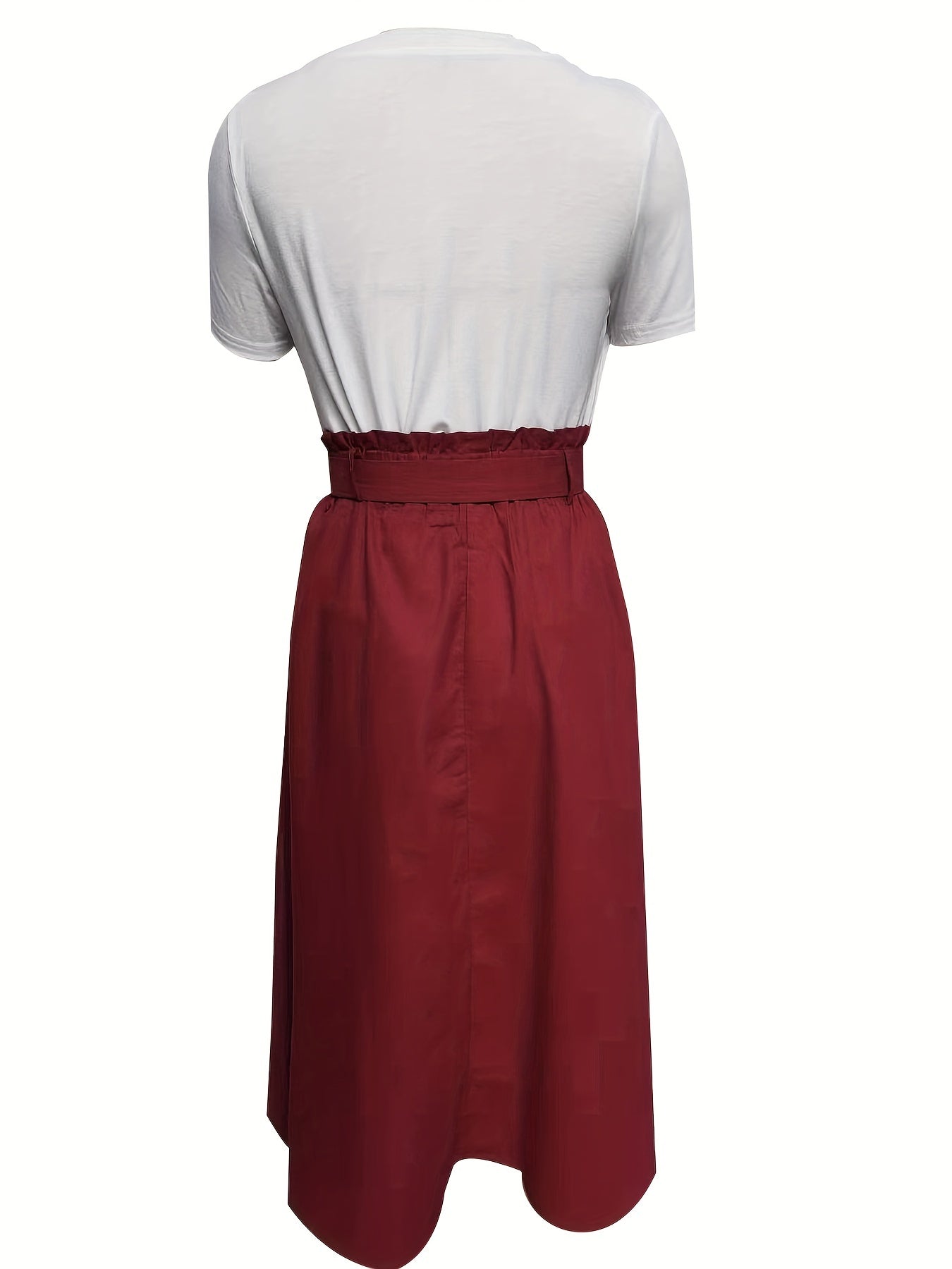 Letter Print T-shirt & Button Front Midi Skirt Set