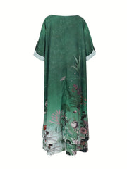 Floral Print Button Decor Maxi Dress