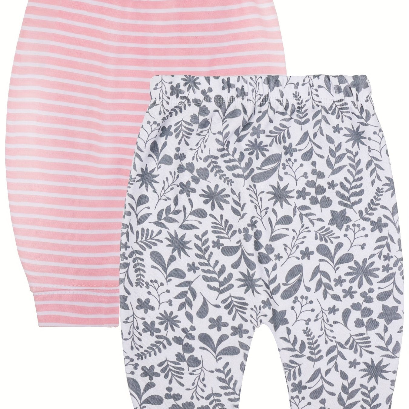 2 Pcs Comfy 100% Cotton Pants For Baby Girls 3-6 Months
