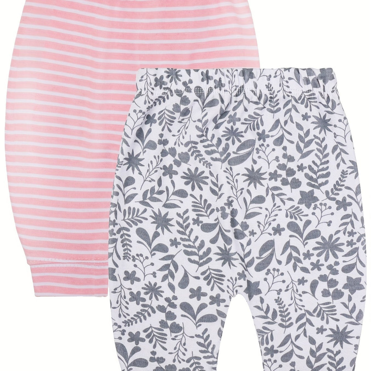 2 Pcs Comfy 100% Cotton Pants For Baby Girls 3-6 Months