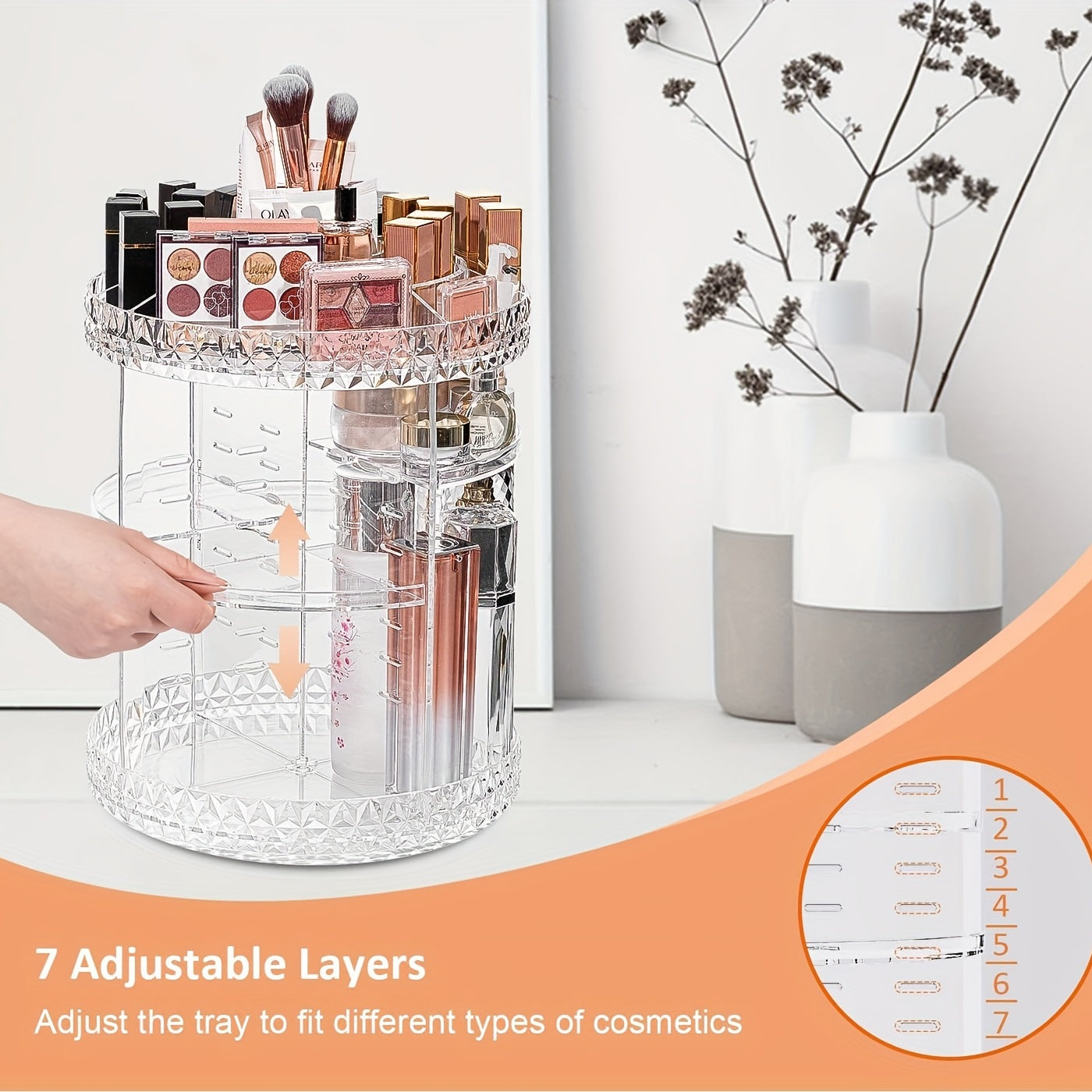 DIY Adjustable Spinning Cosmetic Storage Display Box