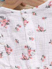 Cotton Bow Flutter Sleeve Floral Baby Dress