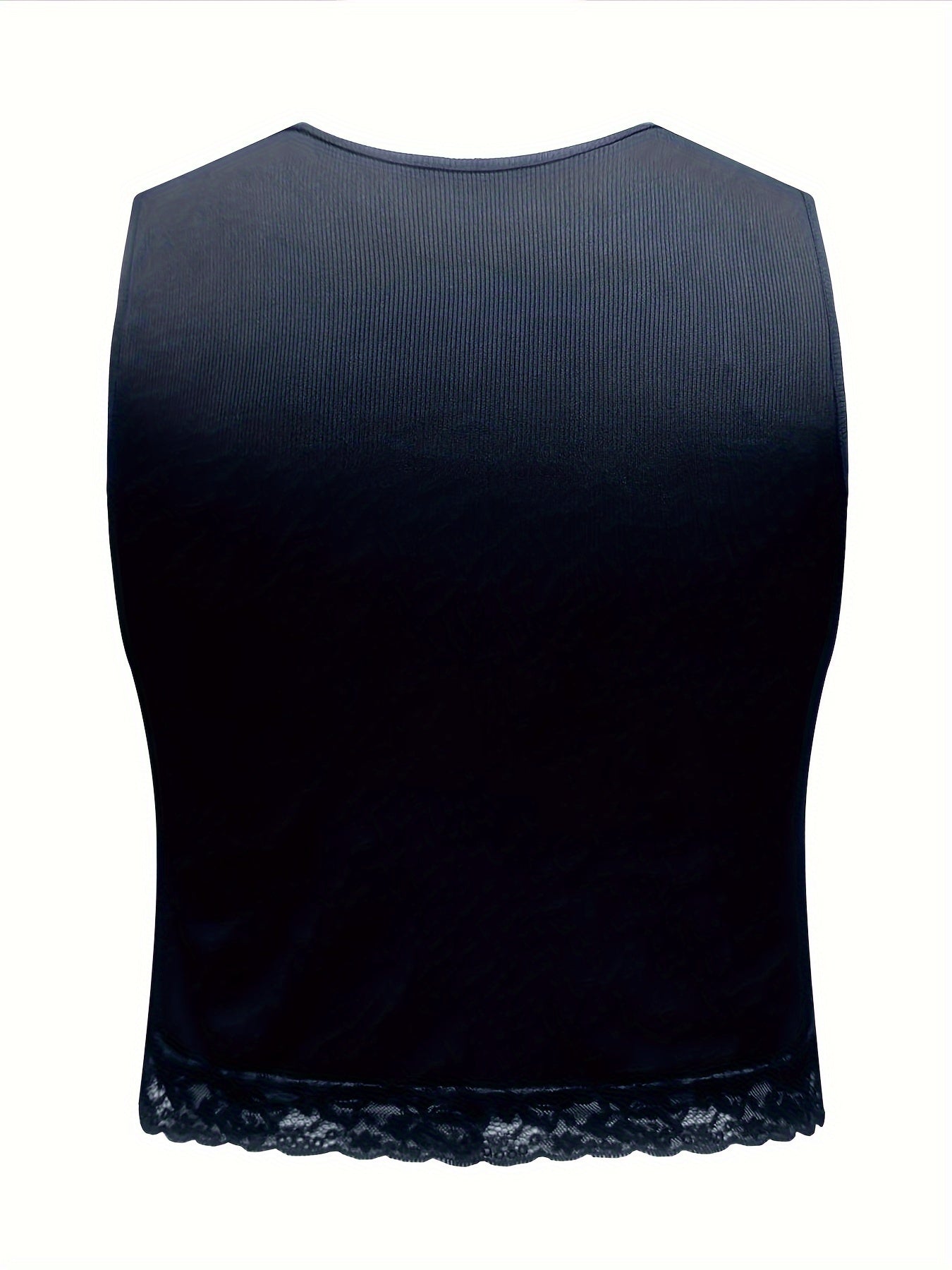  Sexy Tank Top Solid Ruched Lace Trim V Neck Medium Stretch Crop