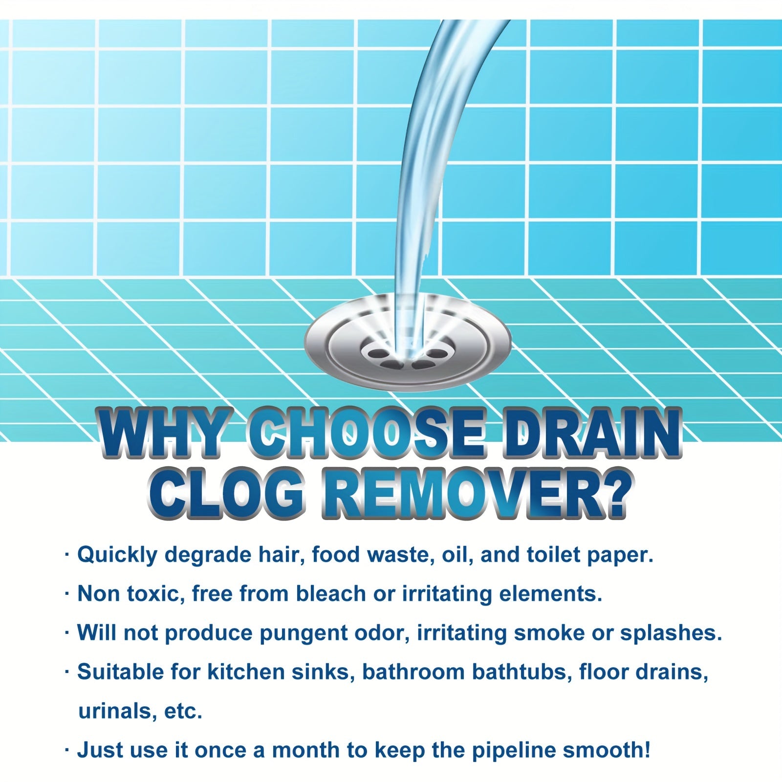 10pcs Drain Clog Remover Effervescent Tablets Kitchen And Bathroom