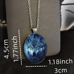 Totem Faith Wolf Head Round Pendant Necklace for Daughter