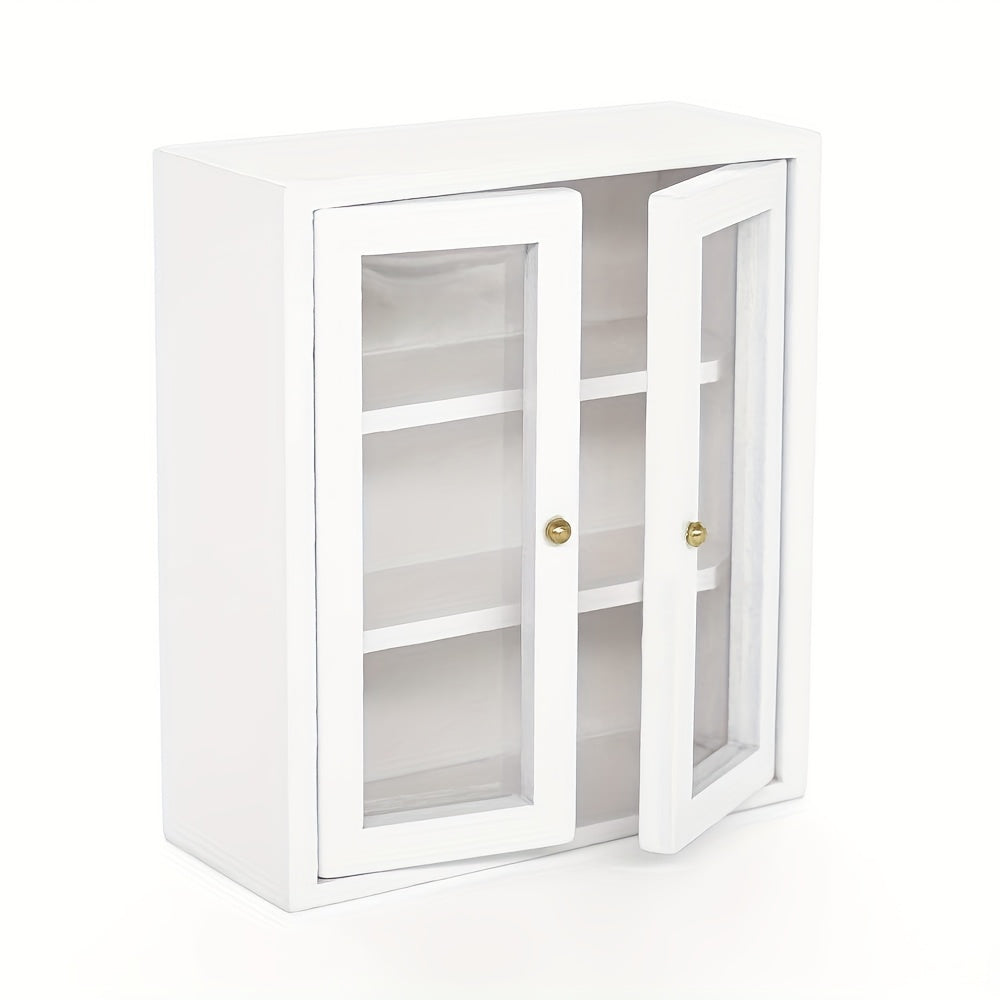 1:12 Scale Wall Mounted Cabinet with Glass Doors - Dollhouse Kit
