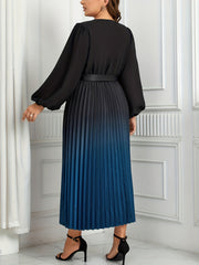 Women's Ombre Lantern Sleeve Maxi Dress