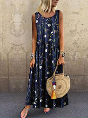  Floral Print Loose Fit Tank Maxi Dress