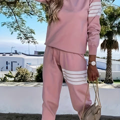  Stripe Print Top & Pants 2 Piece Set