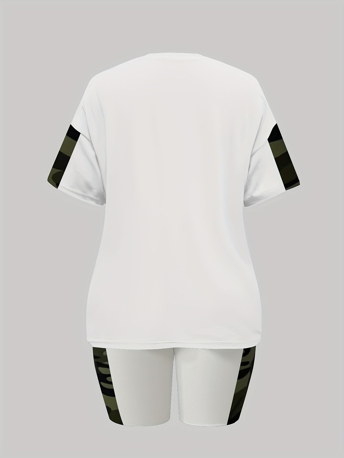 Camouflage Print 2-Piece Set: T-shirt & Biker Shorts