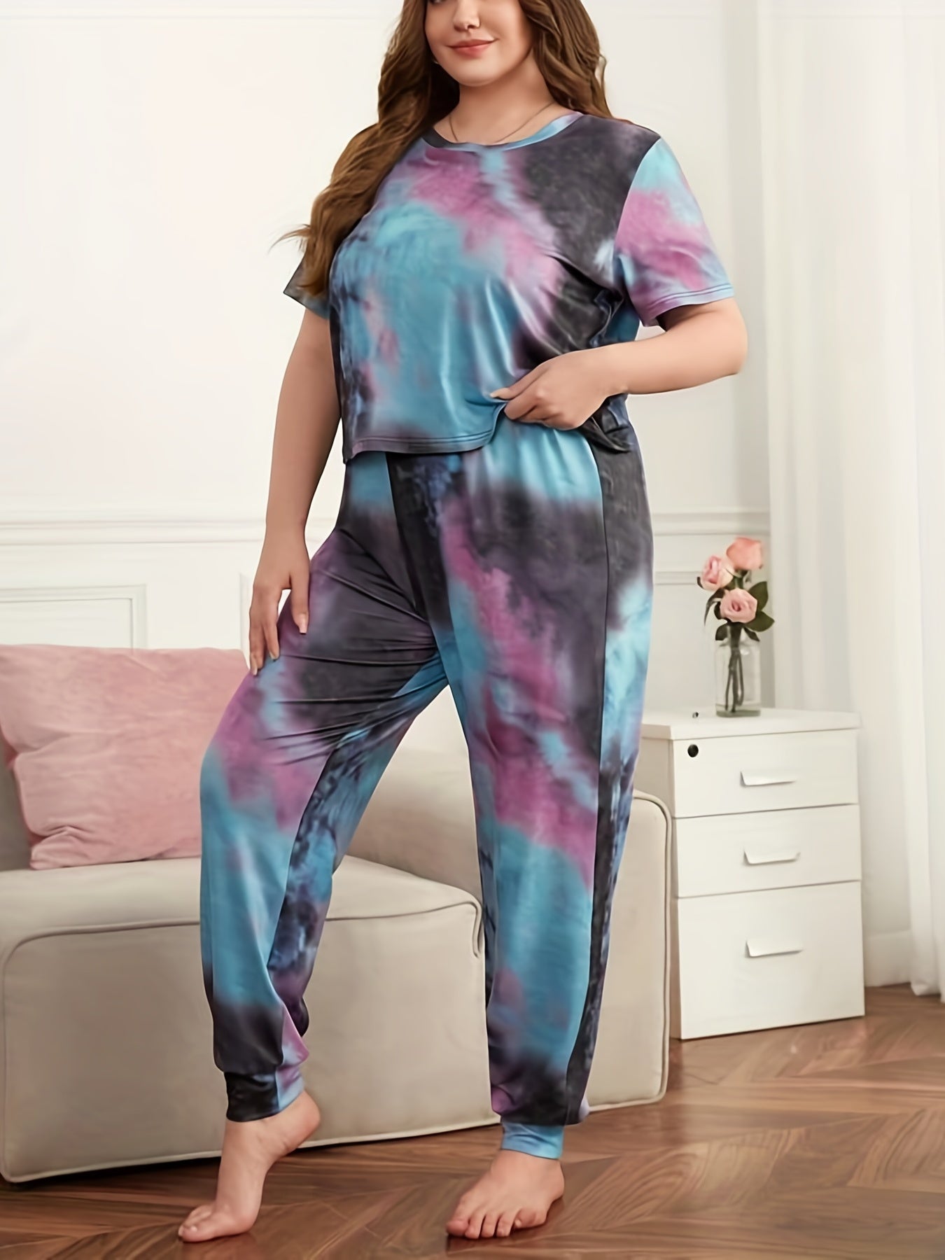  Tie Dye Tee & Pants Pajama Set