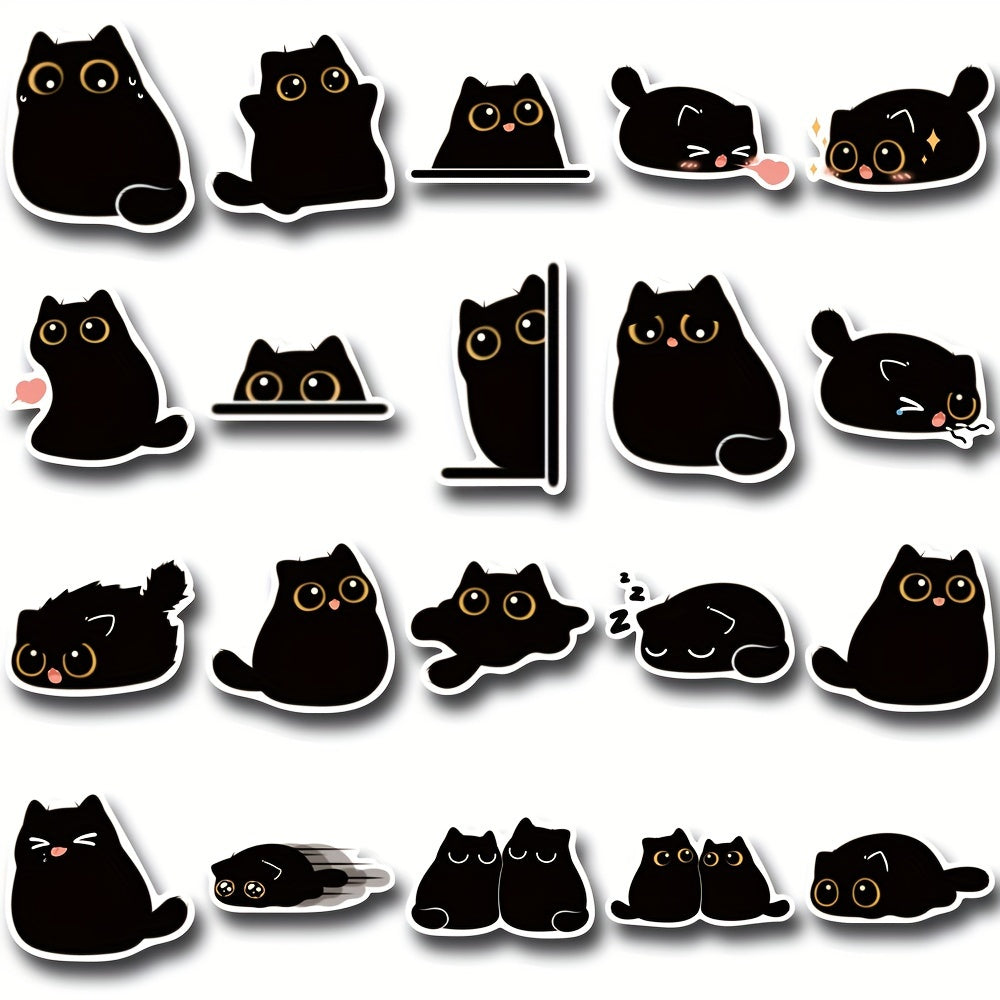 40pcs Cartoon Cat Waterproof Stickers with Playful Expressions