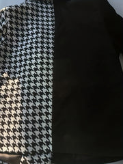 Colorblock Houndstooth Print Long Sleeve Blazer