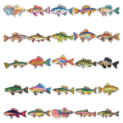 50pcs Vibrant Fish Stickers Waterproof Vinyl Decals for Water Bottles Laptops
