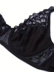  Bra Women's Plus Solid Contrast Lace Medium Stretch Bralette