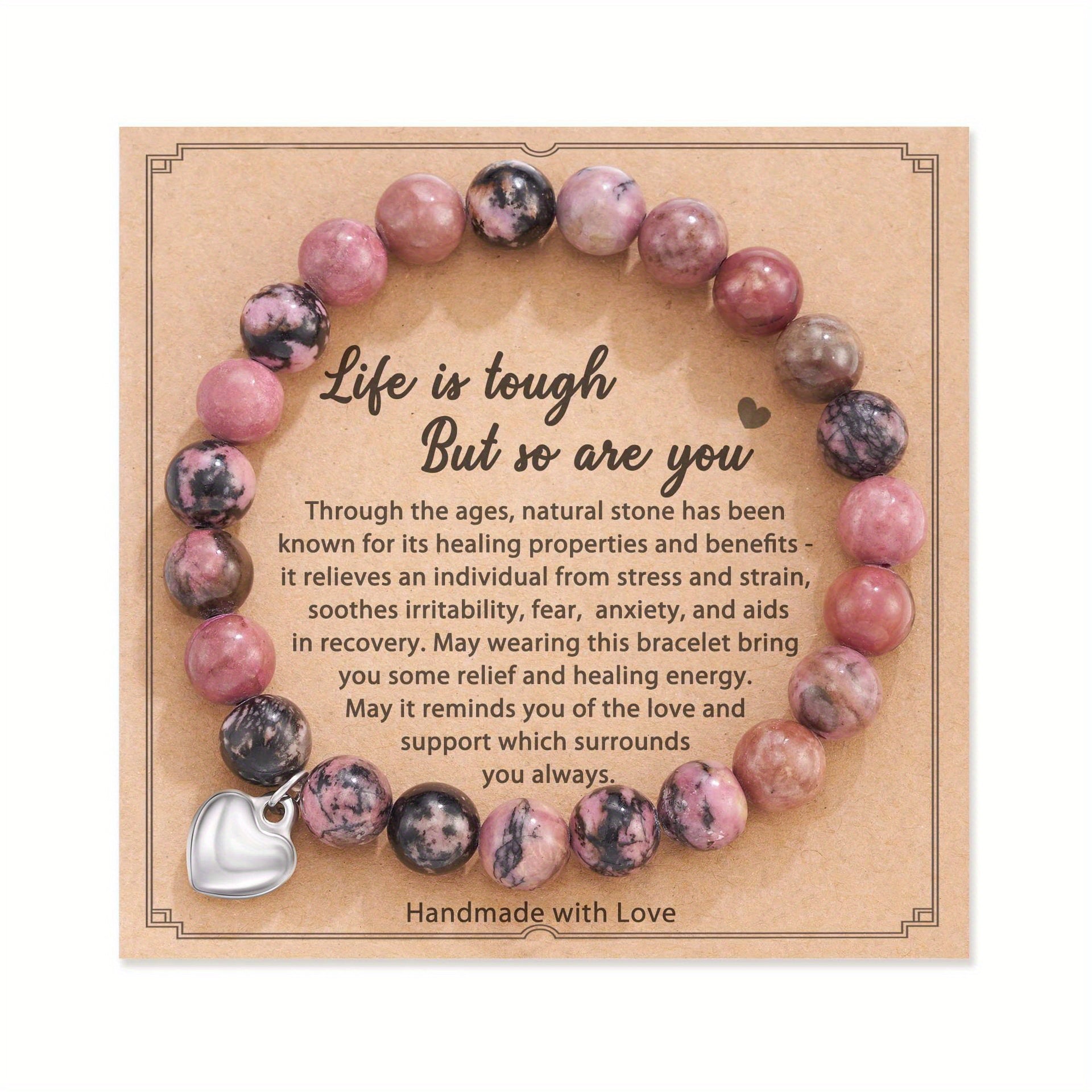 Amethyst Healing Bracelet Love Heart Pendant Energy Healing & Relax Anxiety