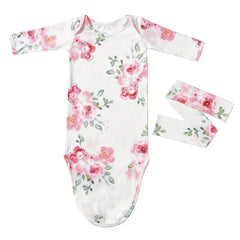 Newborn Photo Prop Stretch Sleeping Bag Set with Hairband