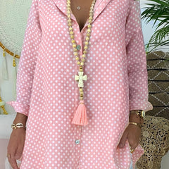  Polka Dot Print Long Sleeve Blouse
