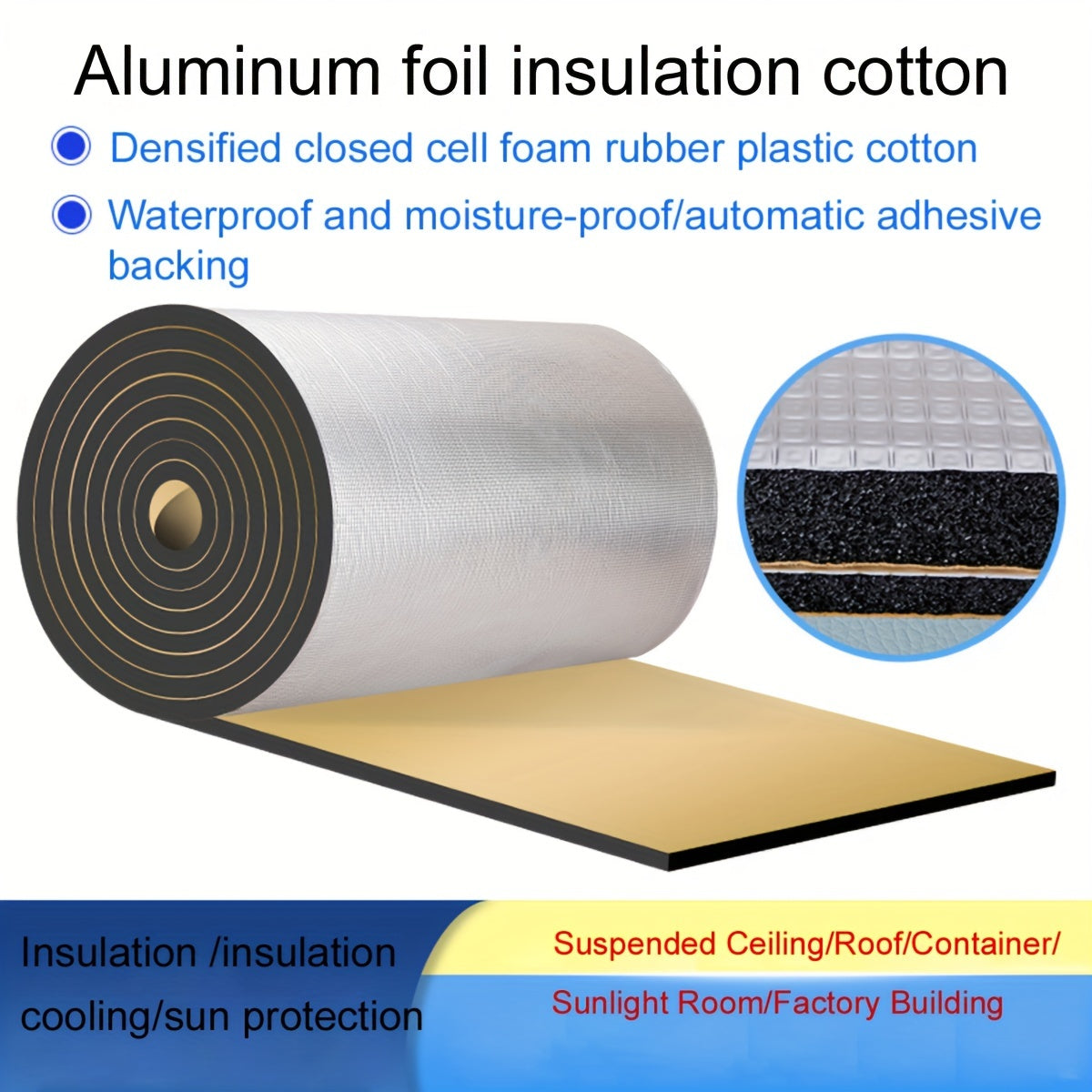 High Temp Resistant Insulation Cotton Adhesive Aluminum Foil, 50-300 Grid