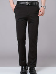 Men's Stretch Dress Pants Solid Color Business Wear Spring Fall