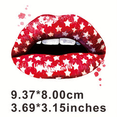 Star Pattern Lip Heat Transfer Sticker Hot Stamping Iron On DIY