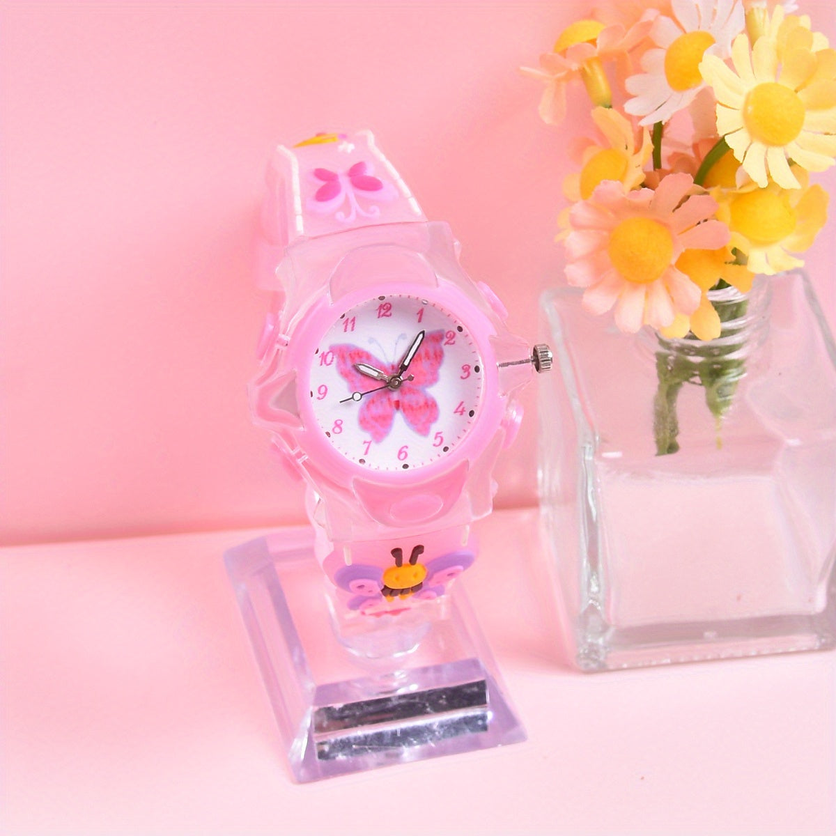 Girls' 3D Printed Silicone Strap Butterfly Kids Watch