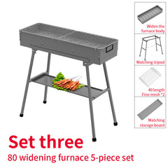 Portable Charcoal Grill with Storage Board for Camping, Hiking, Picnics