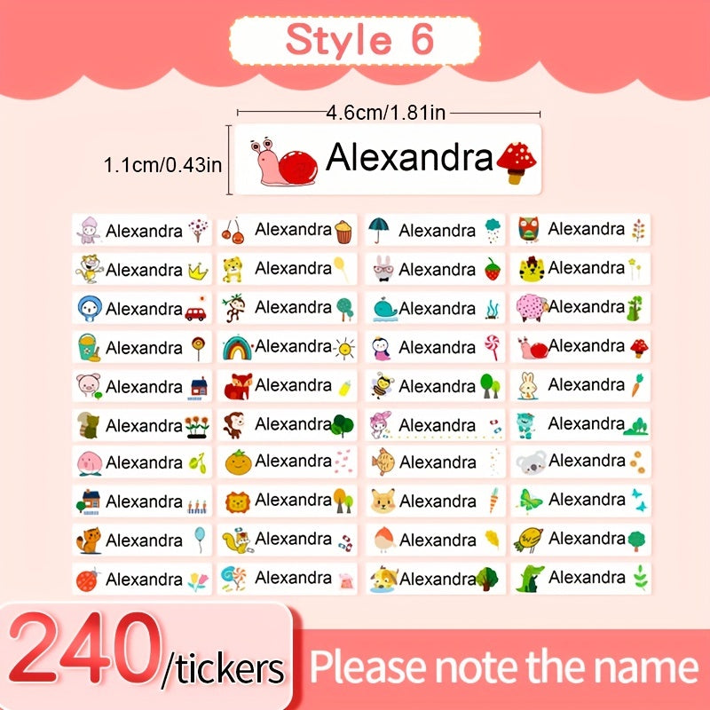 Transparent Custom Name Sticker Waterproof 120-360pcs