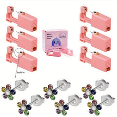 6PCS Pink Ear Piercing Kit Disposable Self Ear Piercing Gun Kit