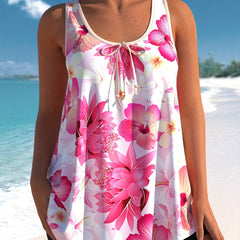 Women's Plus Floral Tankini Set w/ Tie Front Top & Shorts