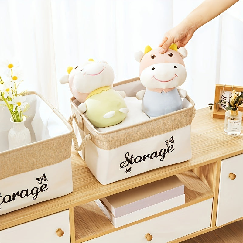 Handwoven Storage Basket Linen With Handle Clothing Storage