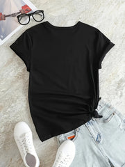 Letter Graphic Short Sleeve Round Neck Sports T-Shirt Women's Activewear