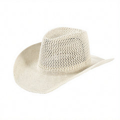 Vintage Crochet Cowboy Hat Hollow Fedora Cap Boho Sunscreen Cowgirl Beach Hats