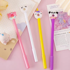 4pcs 0.5mm Cartoon Silicone Gel Pen Student Stationery Office Supplies