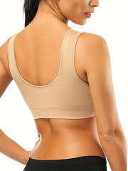 3 Pack Plus Size Sports Bra Set. Women's Plus V Neck Stretch Seamless