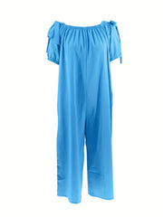 Off Shoulder Wide Leg Jumpsuit Casual Loose Solid Jumpsuit