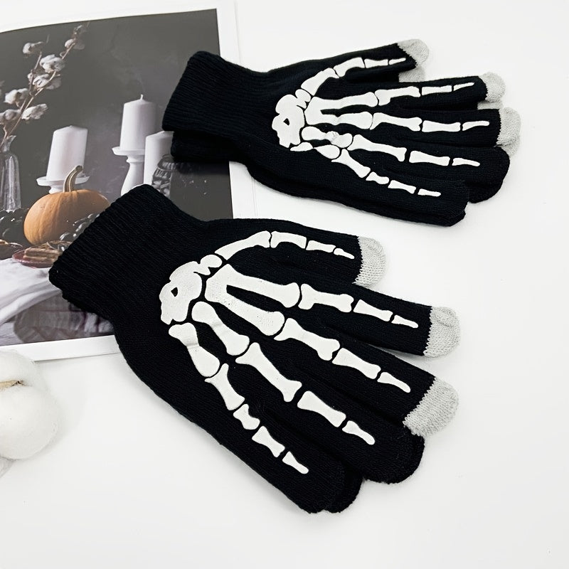 Halloween Skull Claw Touch Screen Gloves Non slip Winter Warm Men's Gloves