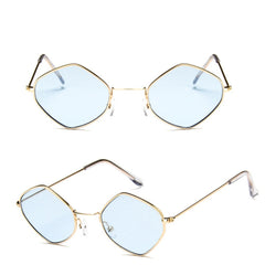 Colorful Metal Square Sunglasses with Transparent Lenses