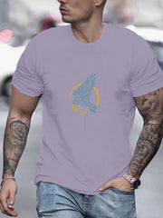 Eagle Print Men's Graphic Crew Neck Active Tshirt