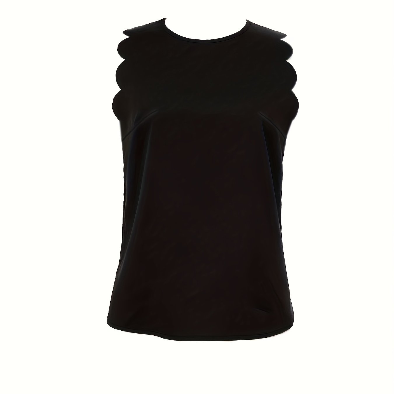 Scallop Trim Tank Top Sleeveless Crew Neck Top