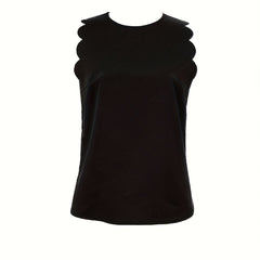Scallop Trim Tank Top Sleeveless Crew Neck Top