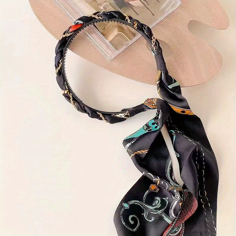 Vintage Long Ribbon Headband Satin Silk Hairband