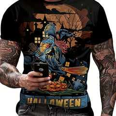 Men's Cartoon Witch T Shirt 3D Print Casual Tee For Halloween